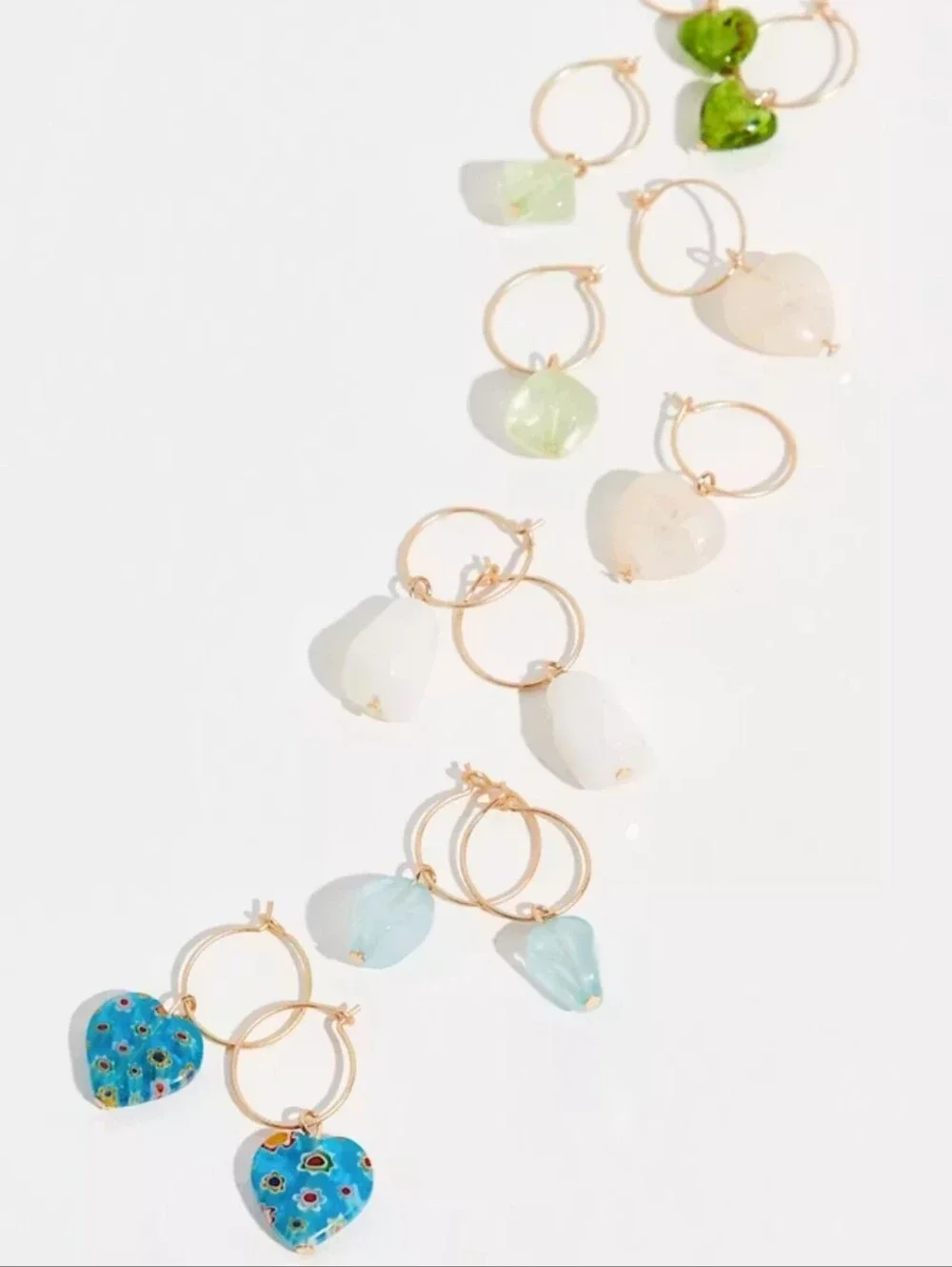 Free People Multicolor Glass Charm Hair Rings Boho Chic Bohemian Festival